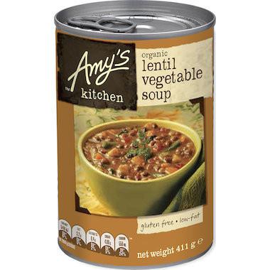 Amy's Organic Soup Lentil Vegetable Low Fat 411g