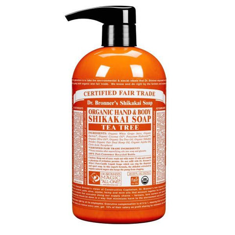 Dr Bronners Shikakai Body Soap Tea Tree Pump 710ml