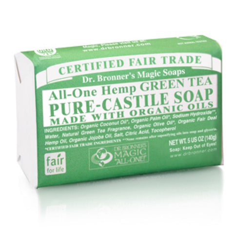 Dr Bronners Castile Bar Soap Green Tea 140g