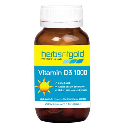Herbs of Gold Vitamin D3 1000IU 120c