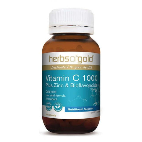 Herbs of Gold Vit C 1000+Zinc & Bioflavonoid 60t