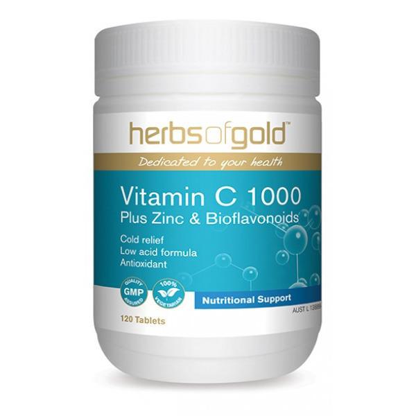Herbs of Gold Vit C 1000+Zinc & Bioflavonoid 120t