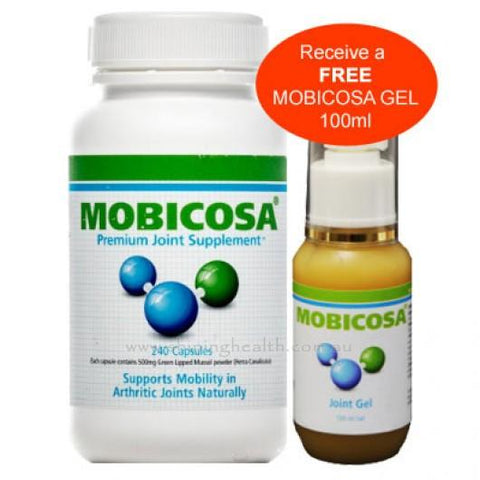 Mobicosa Greenlipped Mussel 500mg 240c + Gel 100ml FREE