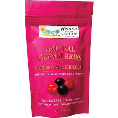 Noosa Natural Chocolate Co. Cranberries in Dark Choc 125g