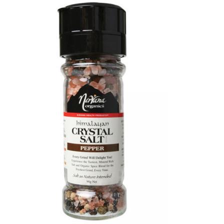 Nirvana Himalayan Crystal Salt Peppercorns in Glass Grinder 90g